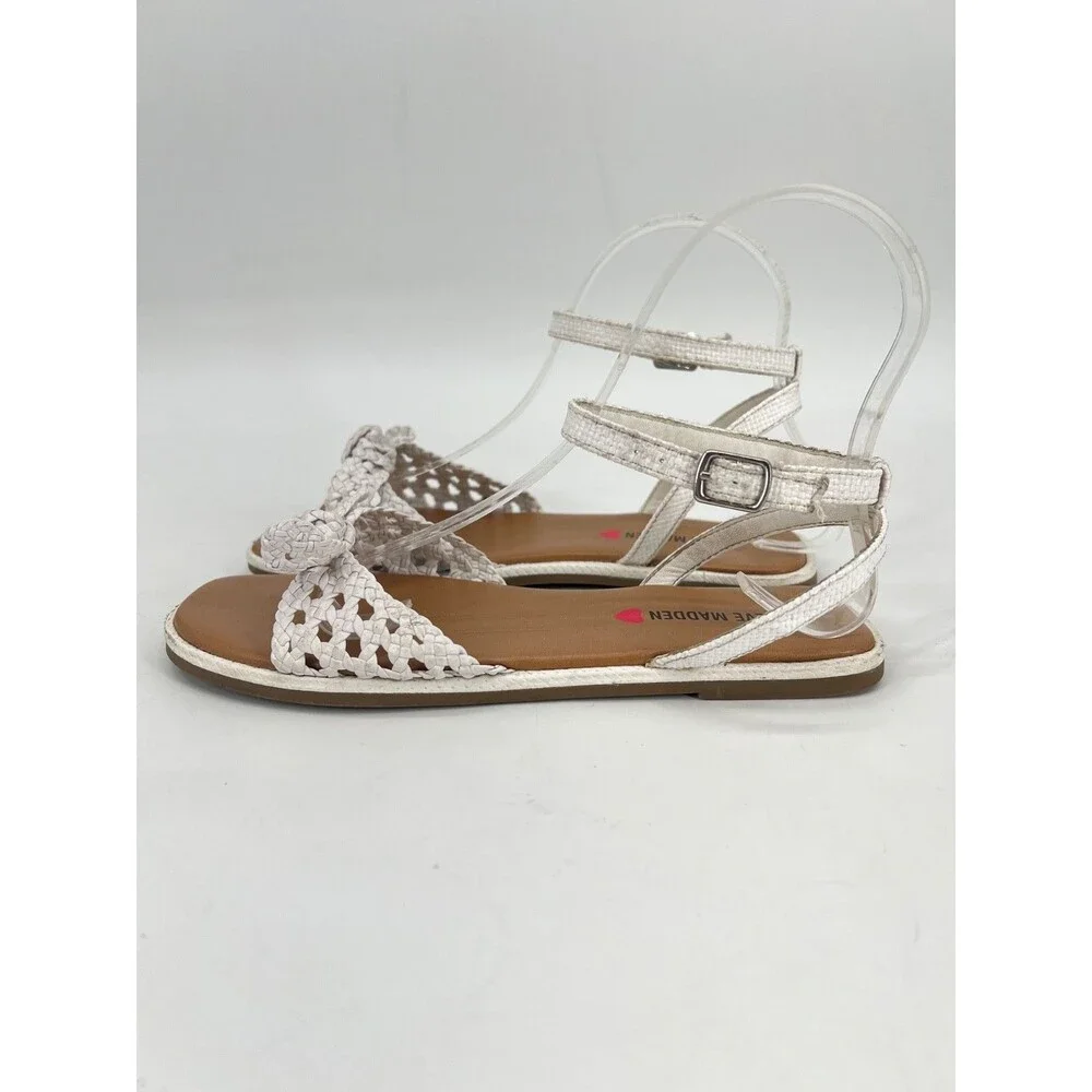 Steave Madden Meris White Ankle Strap Sandals Big Girl Sz. 3